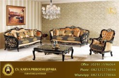 Kursi Tamu Klasik Carlos Hitam Emas