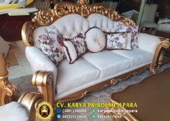 Kursi Tamu Warna Gold Emas Ukiran Jepara Mewah Terbaru