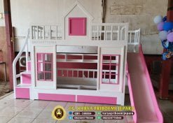 Tempat Tidur Anak Perempuan Tingkat Warna Pink