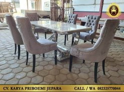 Meja Makan Marmer Stailess Persegi Panjang Terbaru
