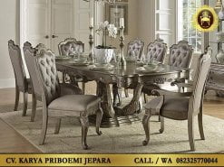Meja Makan 8 Kursi Mewah Ukiran Jepara