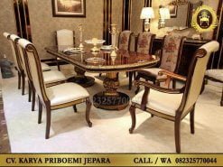 Meja Makan Jati Mewah Ukir Jepara Model Terbaru