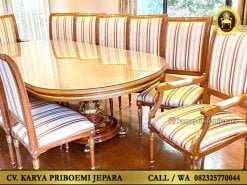 Meja Makan Mewah 12 Kursi Jati Ukir Klasik