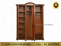 Tampak Dalam Lemari Pakaian Jati 3 Pintu