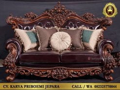 Kursi Tamu Mewah Bintang Lima Kayu Jati 2 Dudukan