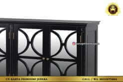 Bufet Minimalis Kaca Terbaru Asli Kayu Jati Jepara