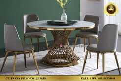 Meja Makan Marmer Bulat 4 Kursi Stainless Model Minimalis Modern Terbaru