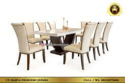 Meja Makan Marmer Kayu Jati 8 Kursi