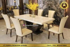 Meja Makan Marmer Kayu Jati 8 Kursi Minimalis Modern Terbaru