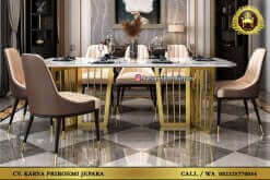 Meja Makan Marmer Stainless 6 Kursi Minimalis Modern Terbaru