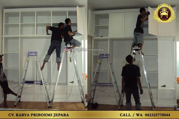 Lemari Pakaian Wardrobe Minimalis Duco Putih Doff Jepara