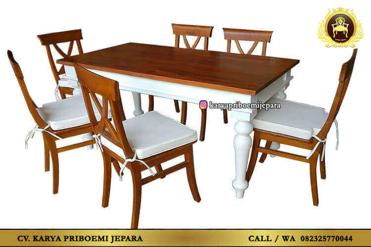 Meja Makan Minimalis 6 Kursi Silang